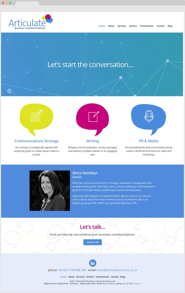 Articulate Business Communications website